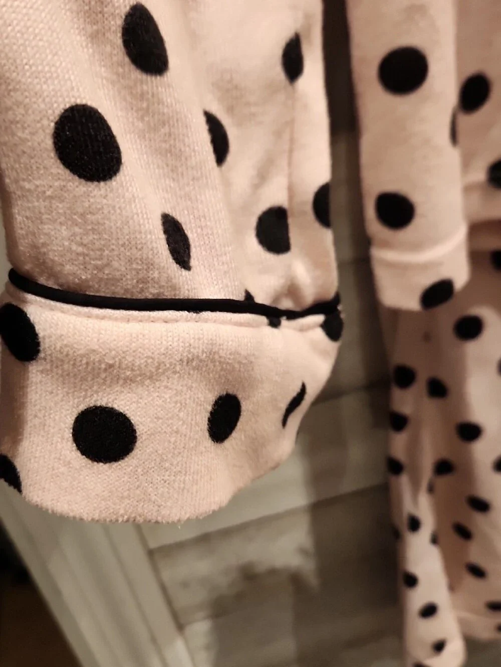 kate spade Pink and Black Polka Dot Two-Piece Pajama Set Sz M